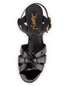 Saint Laurent Tribute Patent Sandal 4 Heel - Lyst