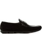 Giorgio Armani Lizard Embossed Suede Loafers - Lyst