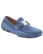 Ferragamo Dutch Blue Suede 'Sardegna' Horsebit Driving Loafers - Lyst