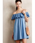 Alexa Chung For AG Ruffled Chambray Dress - Lyst