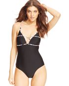 Jessica Simpson Latticeback Onepiece Swimsuit - Lyst