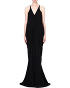 Rick Owens V-neck Draped Gown - Lyst