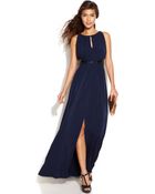 Js Boutique Sleeveless Embellished Keyhole Gown - Lyst