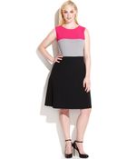Calvin Klein Plus Size Sleeveless Colorblock Dress - Lyst
