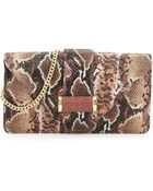 Ivanka Trump Snake-Print Leather Clutch Bag - Lyst