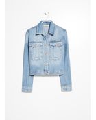 Mango Cropped Denim Jacket - Lyst