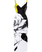Prabal Gurung Rose Print Satin Pencil Dress - Lyst