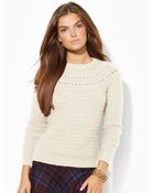 Lauren by Ralph Lauren Pointelle Crewneck Sweater - Lyst