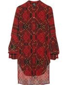 McQ by Alexander McQueen Pleated Plaid Silk-crepe Dress - Lyst