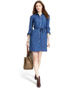 Tommy Hilfiger Belted Chambray Dress - Lyst