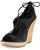 Aquazzura Christy Lace-Up Wedge Sandal - Lyst