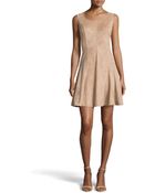 Halston Heritage Paneled Ultrasuede® Fit-And-Flare Dress - Lyst