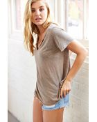 Project Social T Textured-Knit V-Neck Tee - Lyst