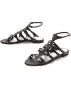 Jason Wu Leather Suede Flat Sandals - Lyst