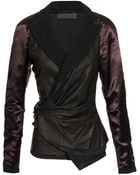 Haider Ackermann Leather And Wool Wrap Jacket - Lyst