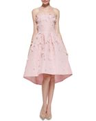 Oscar de la Renta Strapless Beaded & Feather Cocktail Dress - Lyst