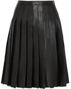 Adam Lippes Pleated Leather And Organza Skirt - Lyst