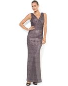 Lauren by Ralph Lauren Sleeveless Metallic Gown - Lyst