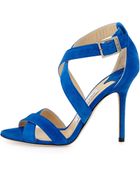 Jimmy Choo Lottie Suede Crisscross Sandal - Lyst