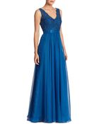 La Femme Beaded V-Neck Gown - Lyst
