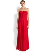 Nicole Miller Strapless Chiffon Gown - Lyst
