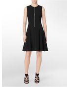 Calvin Klein Zip Front Fit + Flare Sleeveless Dress - Lyst