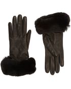 Barneys New York Fur-Cuff Gloves - Lyst