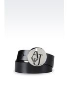 Armani Jeans Belt In Smooth Leather With Logoed Buckle - Lyst