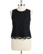 Vince Camuto Lace Overlay Shell - Lyst