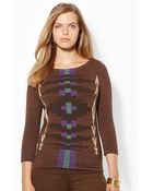 Lauren by Ralph Lauren Cotton-Blend Boatneck Top - Lyst
