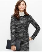 Ann Taylor Faux Leather Trim Tweed Jacket - Lyst
