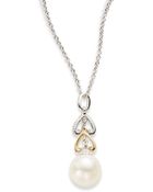 Mastoloni 11-11.5Mm Cultured Pearl & Diamond Interlocked Heart Drop Necklace - Lyst