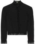 Oscar de la Renta Chiffon-Trimmed Wool-Blend Cardigan - Lyst
