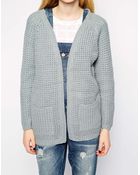 Brave Soul Longline Waffle Knit Cardigan - Lyst