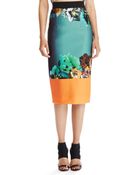 Milly Printed Sateen Pencil Skirt - Lyst