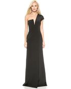 Kaufman Franco One Shoulder Gown - Onyx - Lyst