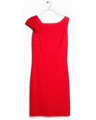 Mango Pleated Shoulder Dress - Lyst