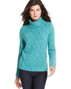 Jones New York Signature Cable-Knit Heathered Turtelenck Sweater - Lyst