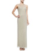 Aidan Mattox Beaded Diamond-Pattern Column Gown - Lyst