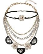 Topshop Flower Choker And Necklace Set - Lyst