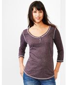 Gap Three-Quarter Sleeve Slub Henley - Lyst