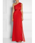 Notte By Marchesa One-Shoulder Silk-Georgette Gown - Lyst