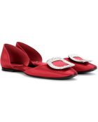 Roger Vivier Crystal-Embellished Satin Ballerinas - Lyst