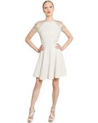 Elie Saab Viscose Knit & Guipure Lace Dress - Lyst