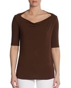 Donna Karan New York Wide Boatneck Stretch Jersey Tee - Lyst
