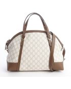 Gucci White And Beige Canvas Ouble Gg Shoulder Bag - Lyst