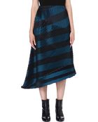 Issey Miyake Striped Pleat Detail Midi Skirt - Lyst