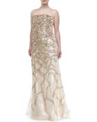 Carolina Herrera Strapless Allover Beaded Sequin Gown - Lyst