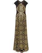 Badgley Mischka Mesh-Paneled Sequined Gown - Lyst