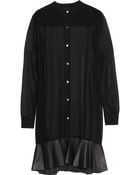 McQ by Alexander McQueen Leather-Trimmed Chiffon Shirt Dress - Lyst